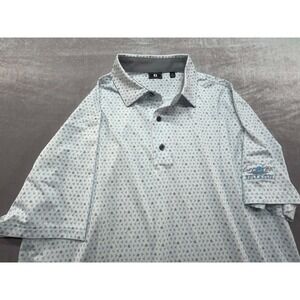 Footjoy Golf Polo Shirt White Blue Hornet Sailboat Pattern "Lee's Hill" Large